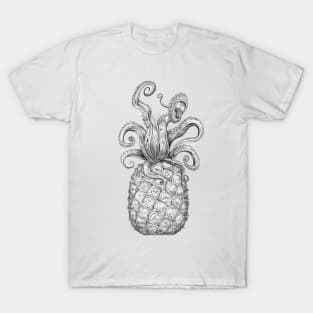 Octopus Pineapple black & white T-Shirt